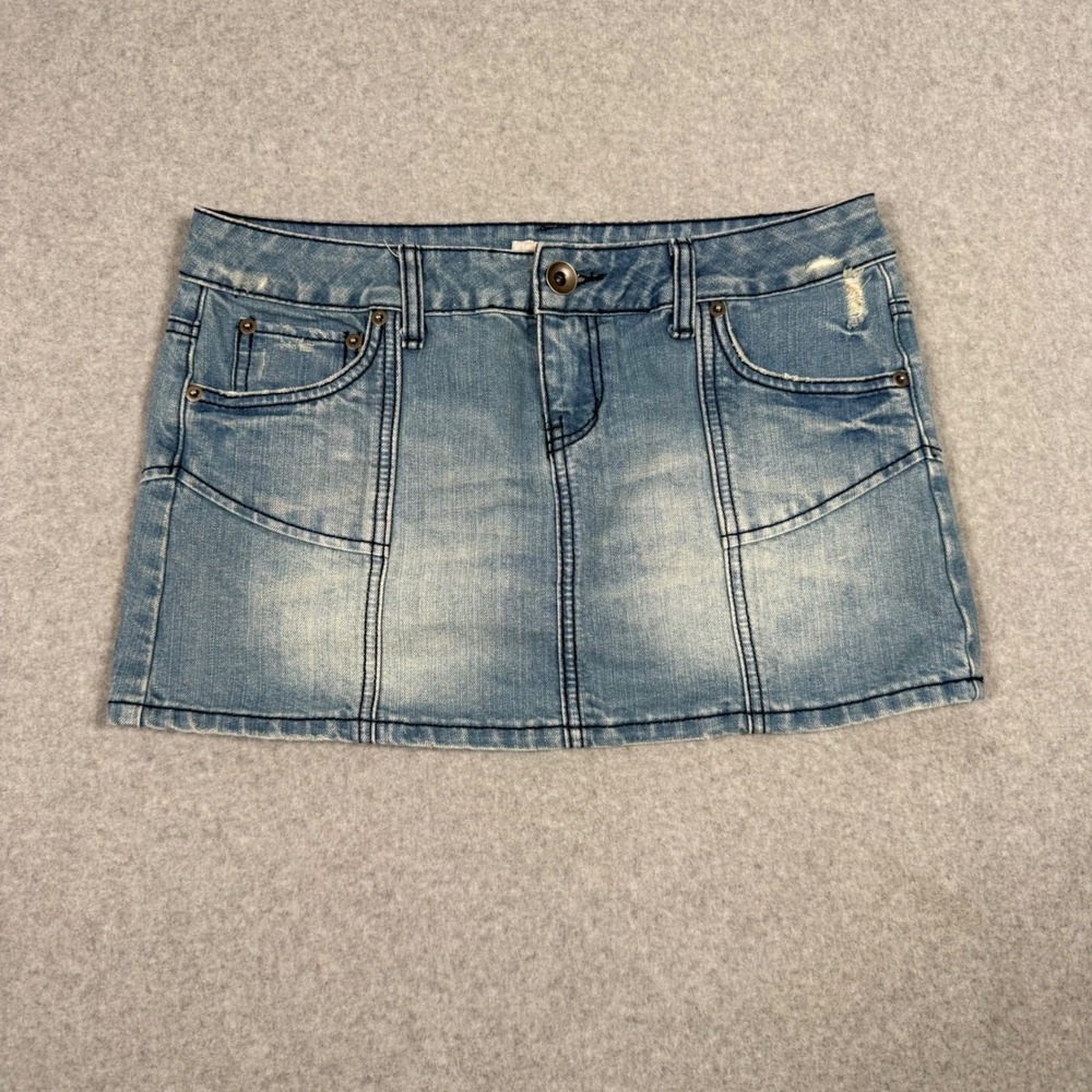 SO Wear It Declare It Denim Micro Mini Skirt Vintage Y2K Low Rise Size 7 Indie